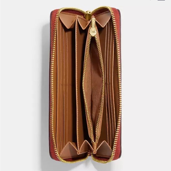 NWT-Coach-Long Zip Around Wallet-Signature Canvas & Wild Strawberry🍓Print-$318 - Picture 7 of 8